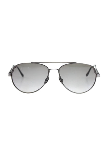 Bottega Veneta Womens Thin Circle Frame Aviator Sunglasses Metal Silver