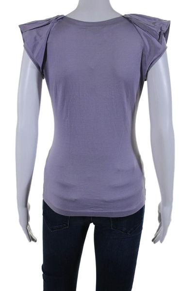 Yves Saint Laurent Women's V-Neck Cap Sleeve Blouse Purple Size M