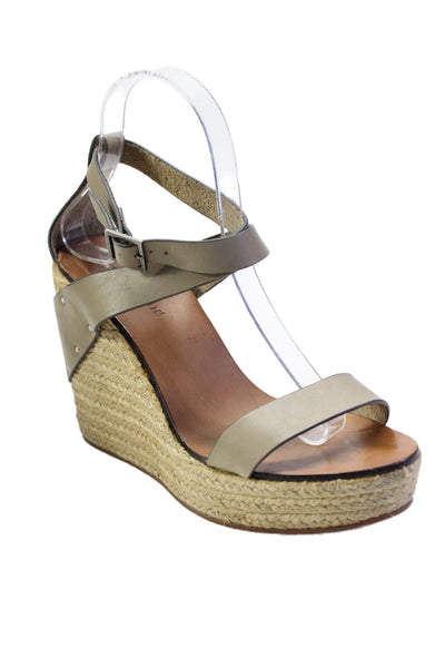 See by Chloe Women's Open Toe Ankle Buckle Espadrille Wedge Sandals Tan Size 39