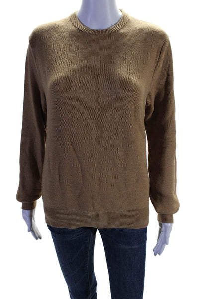 J Crew Womens Long Sleeves Crew Neck Pullover Sweater Brown Cotton Size Medium