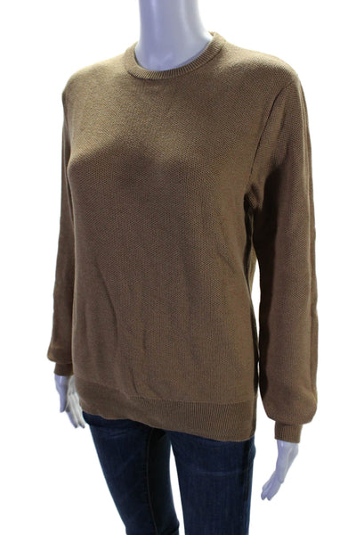 J Crew Womens Long Sleeves Crew Neck Pullover Sweater Brown Cotton Size Medium