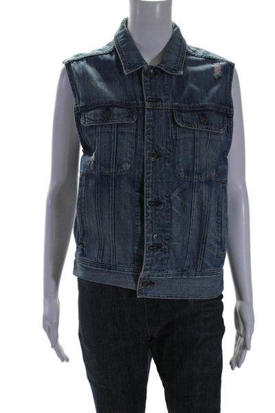 Rag & Bone Womens Sleeveless Button Down Denim Vest Blue Size XS