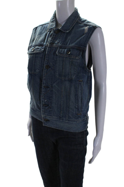 Rag & Bone Womens Sleeveless Button Down Denim Vest Blue Size XS