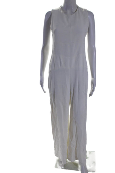 Narciso Rodriguez Womens Sleeveless Textured Wide Leg Jumpsuit White Size S