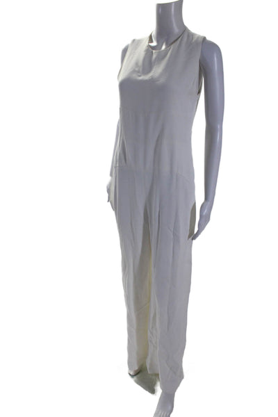 Narciso Rodriguez Womens Sleeveless Textured Wide Leg Jumpsuit White Size S