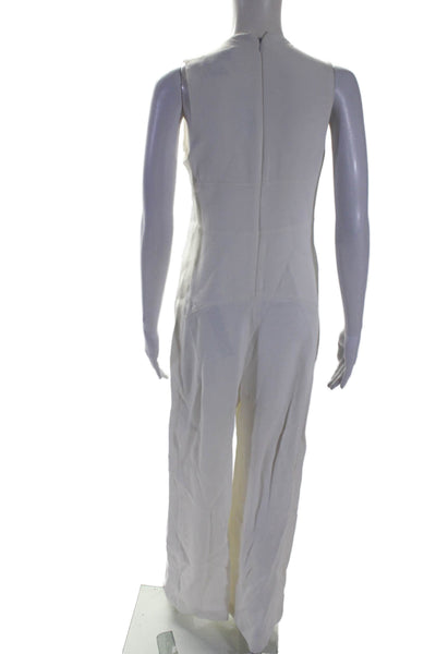 Narciso Rodriguez Womens Sleeveless Textured Wide Leg Jumpsuit White Size S