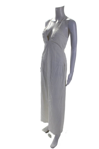 Rag & Bone Womens Linen V Neck Tie Wide Leg Jumpsuit White Size 2