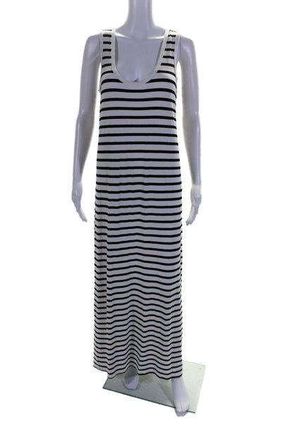 Hatch Womens Sleeveless Scoop Neck Striped Maxi Dress White Black Size 3