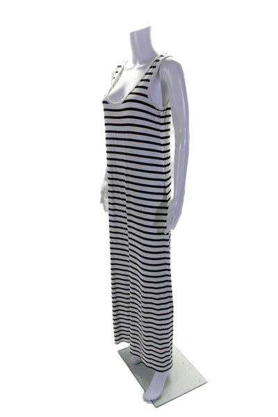 Hatch Womens Sleeveless Scoop Neck Striped Maxi Dress White Black Size 3