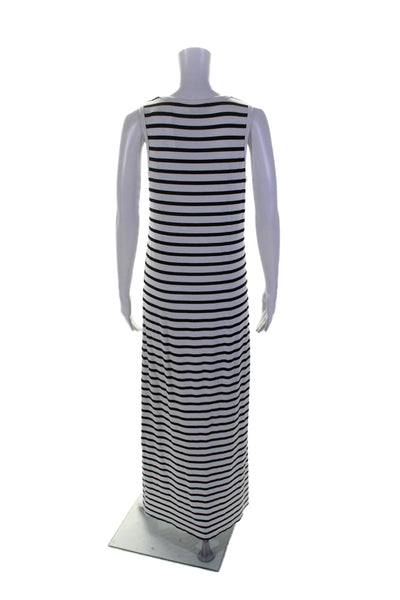 Hatch Womens Sleeveless Scoop Neck Striped Maxi Dress White Black Size 3