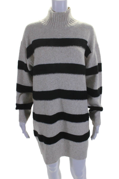 Line And Dot Womens Long Sleeve Striped Mock Neck Sweater Dress White Size XS