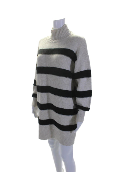 Line And Dot Womens Long Sleeve Striped Mock Neck Sweater Dress White Size XS