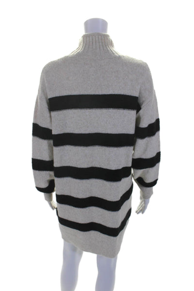 Line And Dot Womens Long Sleeve Striped Mock Neck Sweater Dress White Size XS