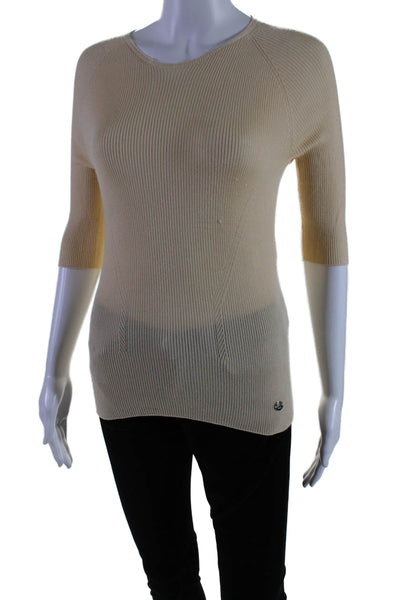 Lanvin Womens Pullover Classic Thin Knit Basic Top Beige Size Medium