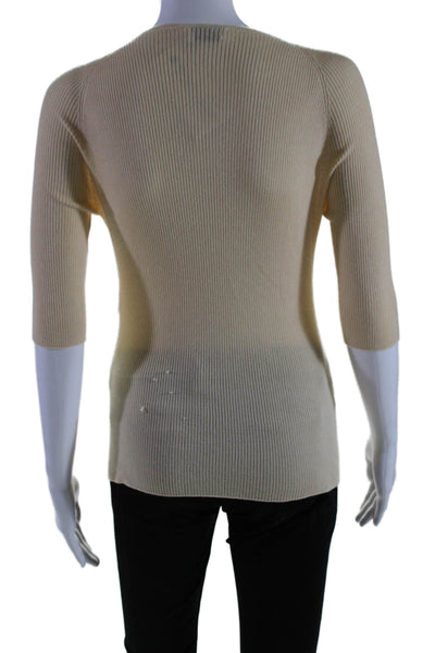 Lanvin Womens Pullover Classic Thin Knit Basic Top Beige Size Medium