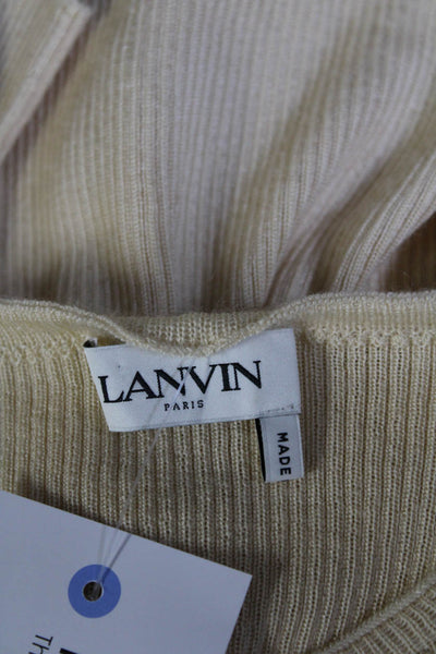 Lanvin Womens Pullover Classic Thin Knit Basic Top Beige Size Medium