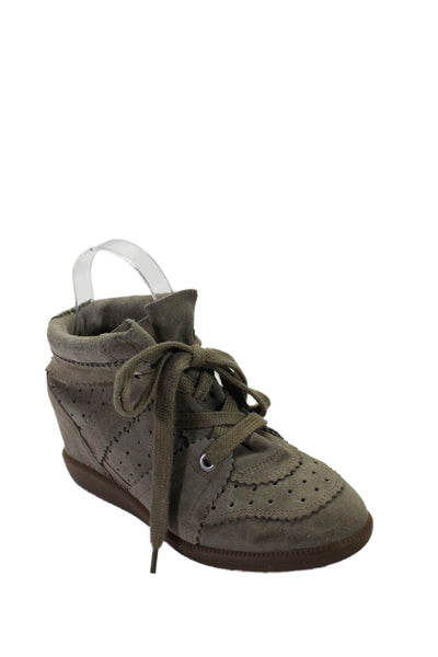 Isabel Marant  Women's Round Toe Suede Lace Up Rubber Sole Boots Gray Size 38
