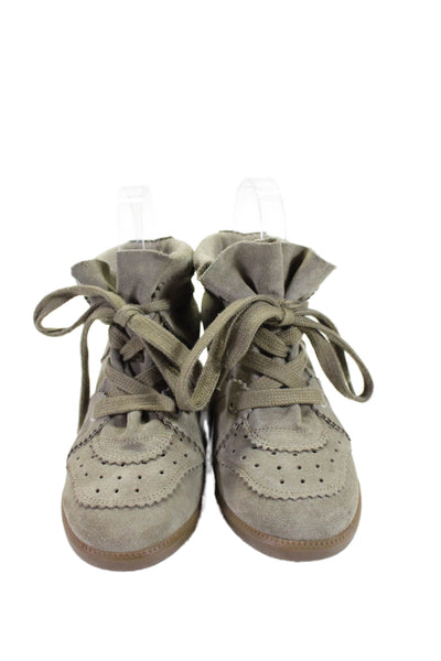Isabel Marant  Women's Round Toe Suede Lace Up Rubber Sole Boots Gray Size 38