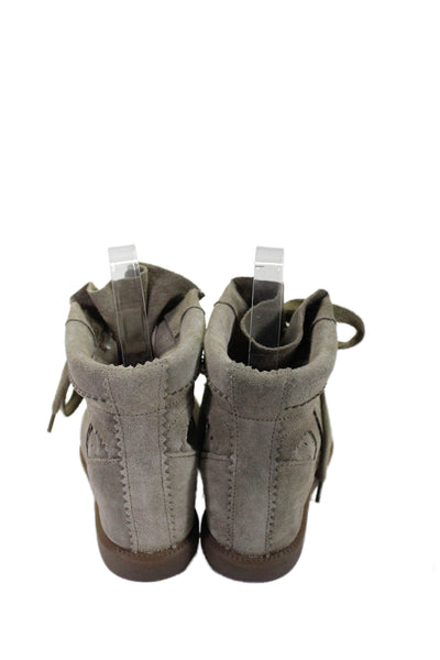 Isabel Marant  Women's Round Toe Suede Lace Up Rubber Sole Boots Gray Size 38