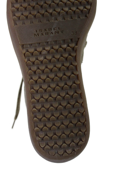 Isabel Marant  Women's Round Toe Suede Lace Up Rubber Sole Boots Gray Size 38