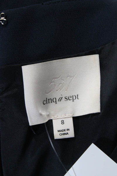 Cinq à Sept Womens Navy Drape Detail Crew Neck Short Sleeve Shift Dress Size 8