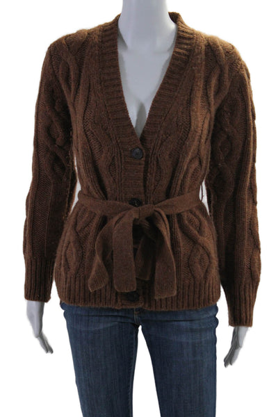 Brock Collection Womens Long Sleeve Thick Knit Cardigan Sweater Brown XS