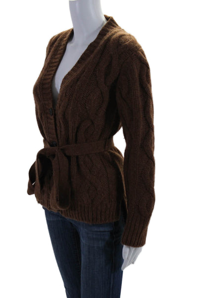 Brock Collection Womens Long Sleeve Thick Knit Cardigan Sweater Brown XS