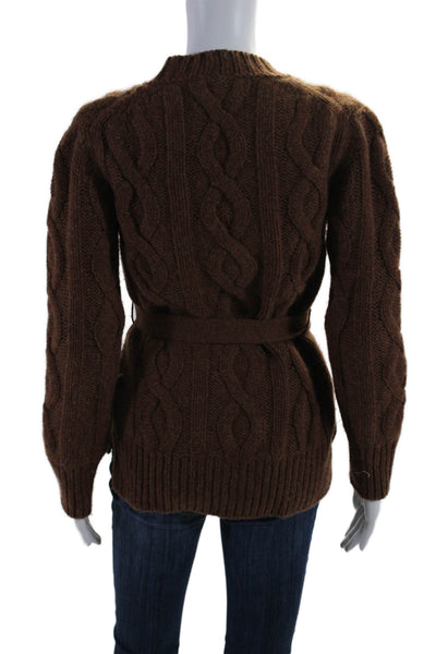 Brock Collection Womens Long Sleeve Thick Knit Cardigan Sweater Brown XS