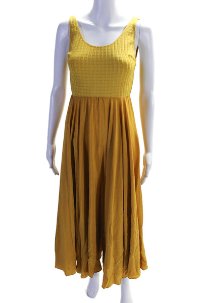 Black Iris Womens Sleeveless Open Back A Line Maxi Dress Marigold Yellow Size 2