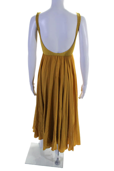 Black Iris Womens Sleeveless Open Back A Line Maxi Dress Marigold Yellow Size 2