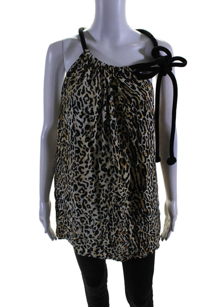 Proenza Schouler Womens Animal Print Sleeveless Tank Top Beige Black Size 4