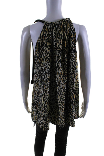 Proenza Schouler Womens Animal Print Sleeveless Tank Top Beige Black Size 4