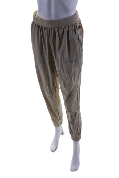 Youngla Womens Drawstring Waist High Rise Jogger Pants  Beige Size Small