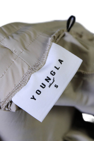 Youngla Womens Drawstring Waist High Rise Jogger Pants  Beige Size Small