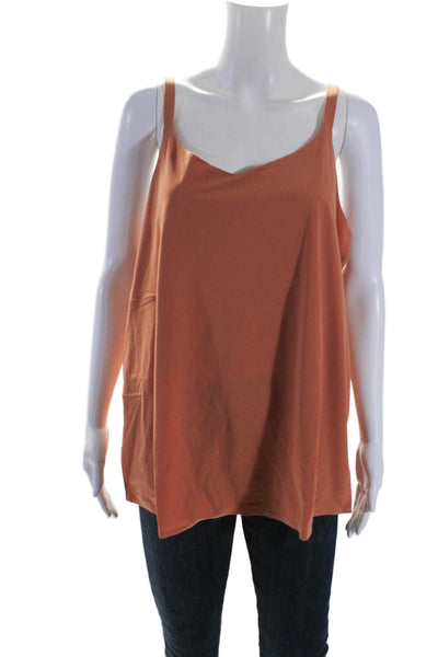Aday Womens Stretch Round Neck Pullover Snap To It Tank Top Papaya Size XL