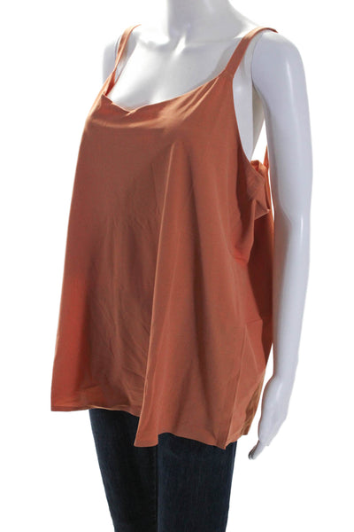Aday Womens Stretch Round Neck Pullover Snap To It Tank Top Papaya Size XL