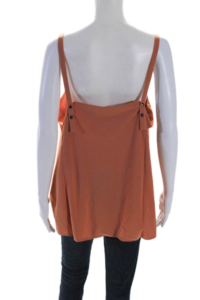 Aday Womens Stretch Round Neck Pullover Snap To It Tank Top Papaya Size XL