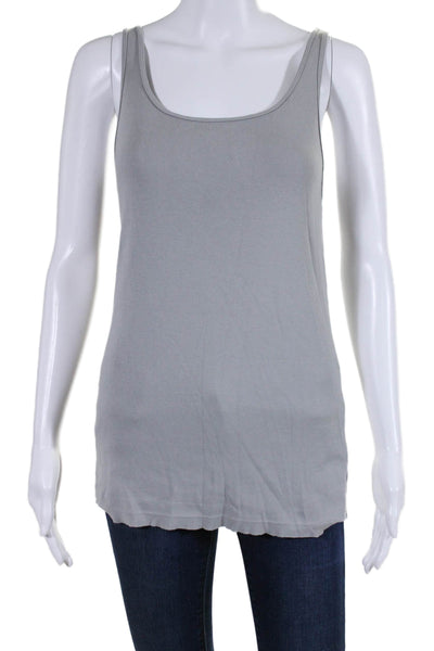 Eileen Fisher Womens Scoop Neck Knit Lightweight Tank Top Gray Cotton Size Large