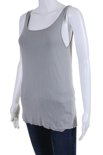 Eileen Fisher Womens Scoop Neck Knit Lightweight Tank Top Gray Cotton Size Large