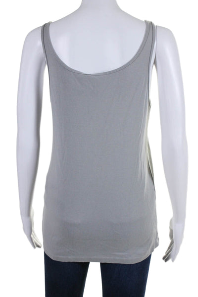 Eileen Fisher Womens Scoop Neck Knit Lightweight Tank Top Gray Cotton Size Large