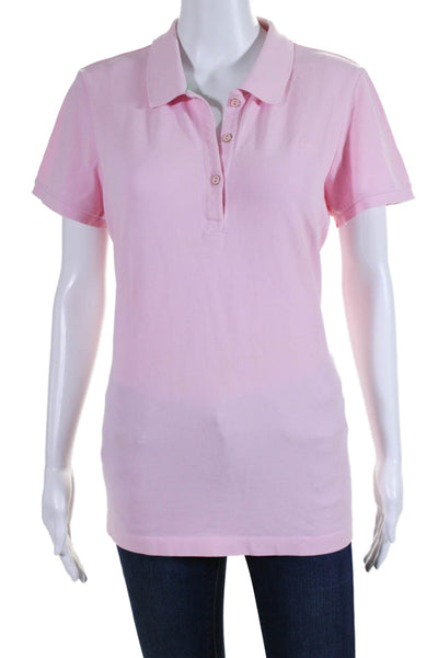 Lilly Pulitzer Womens Short Sleeve Collared Polo Shirt Pink Cotton Size Large