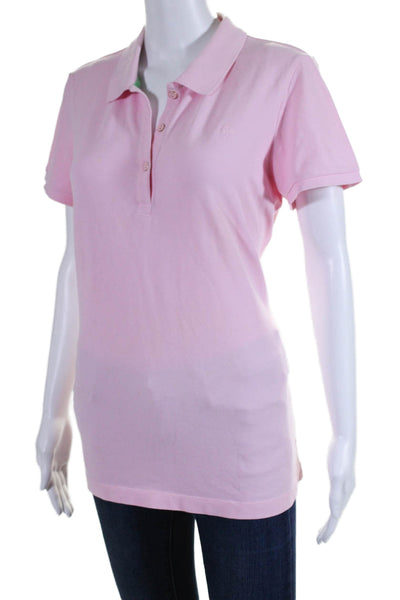 Lilly Pulitzer Womens Short Sleeve Collared Polo Shirt Pink Cotton Size Large