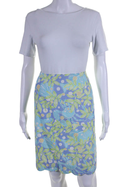 Lilly Pulitzer Womens Back Zip Underwater Pencil Skirt Blue Green Size 12