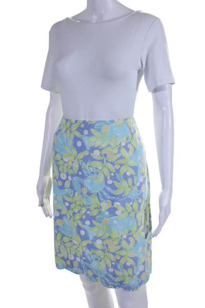 Lilly Pulitzer Womens Back Zip Underwater Pencil Skirt Blue Green Size 12