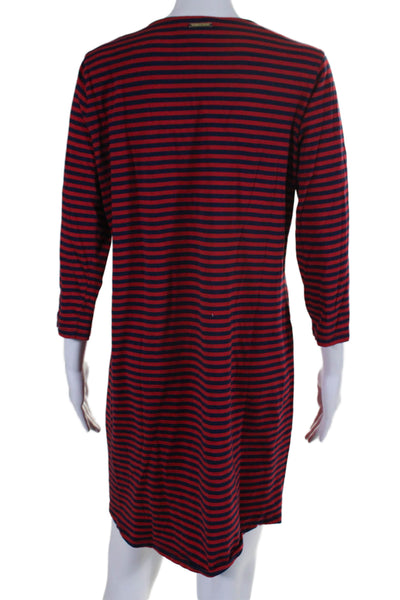 Michael Michael Kors Womens 3/4 Sleeve V Neck Stripe Shirt Dress Navy Red Medium