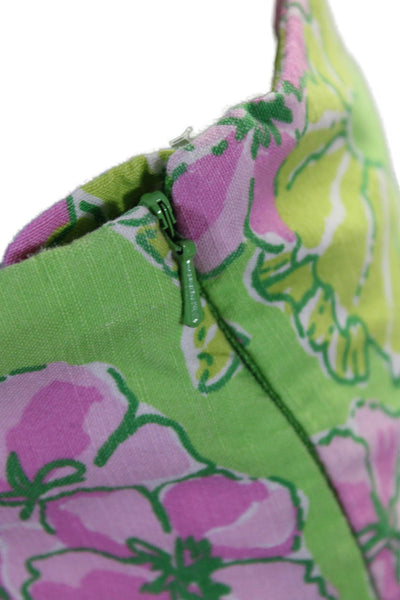 Lilly Pulitzer Womens Side Zip Floral Seahorse Pants Green Pink Cotton Size 12