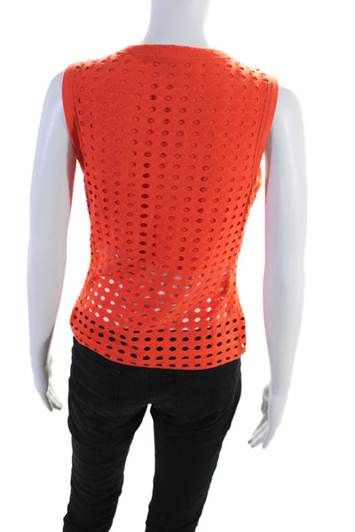 T Alexander Wang Womens Geometric Textured Cut Out Sleeveless Top Orange Size L