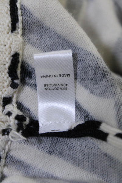 Central Park West Womens Cotton White Black Printed Half Zip Sweater Top Size S