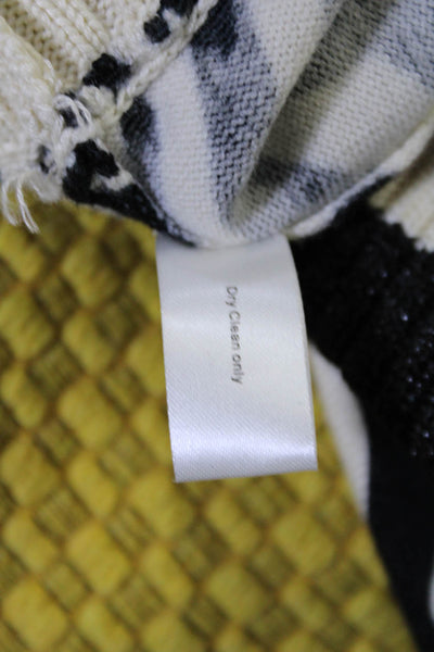 Central Park West Womens Cotton White Black Printed Half Zip Sweater Top Size S