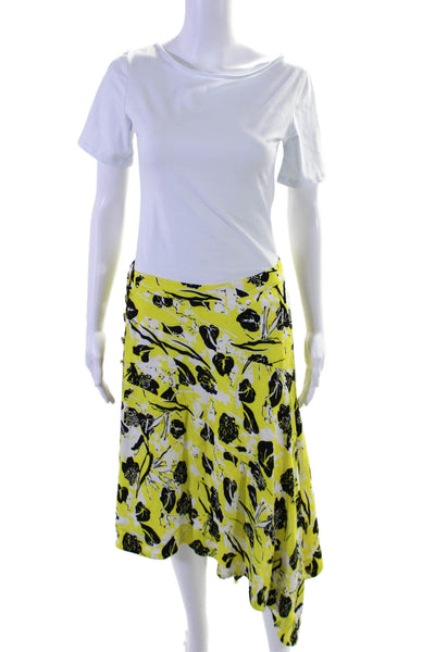 10 Crosby Derek Lam Womens Floral Print A Line Skirt Yellow Black Size 6